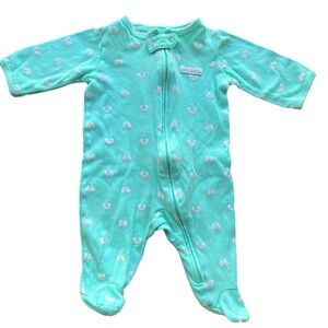 Carters Footie Sleeper PJs Baby Girl Green 3-6 Months